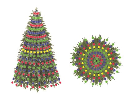 RGB 3D светодинамика для большой Ёлки 8 метров 18 линий 540 кластеров 2177